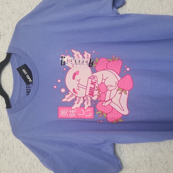 NWT Hot Topic Pink and Purple Graphic T-Shirt Axolotl - Picture 1 of 6